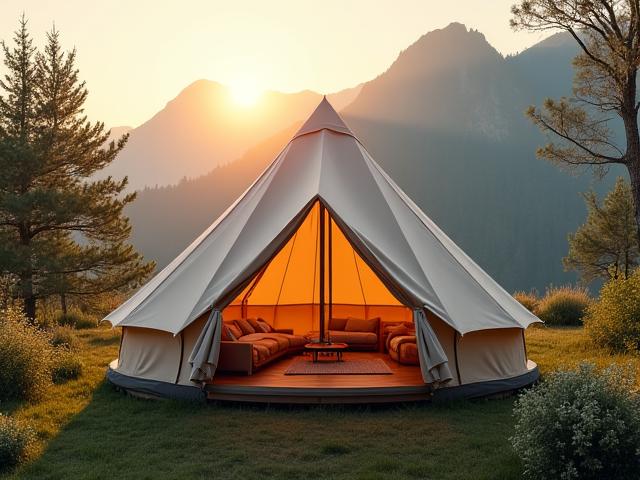 Luxury Glamping Tent with Mountain View