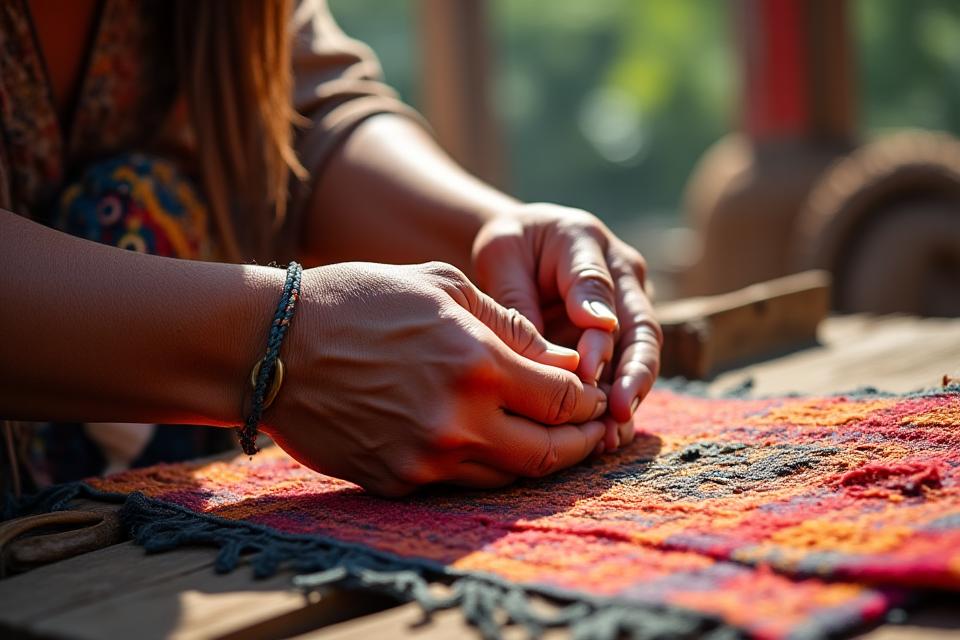 Artisan creating traditional crafts in a warm, natural workshop