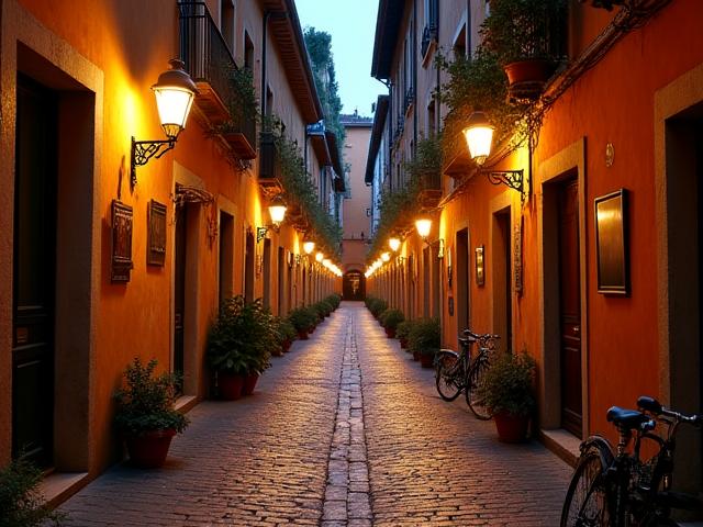 Historic ruins in Rome at sunset, with a vibrant sky